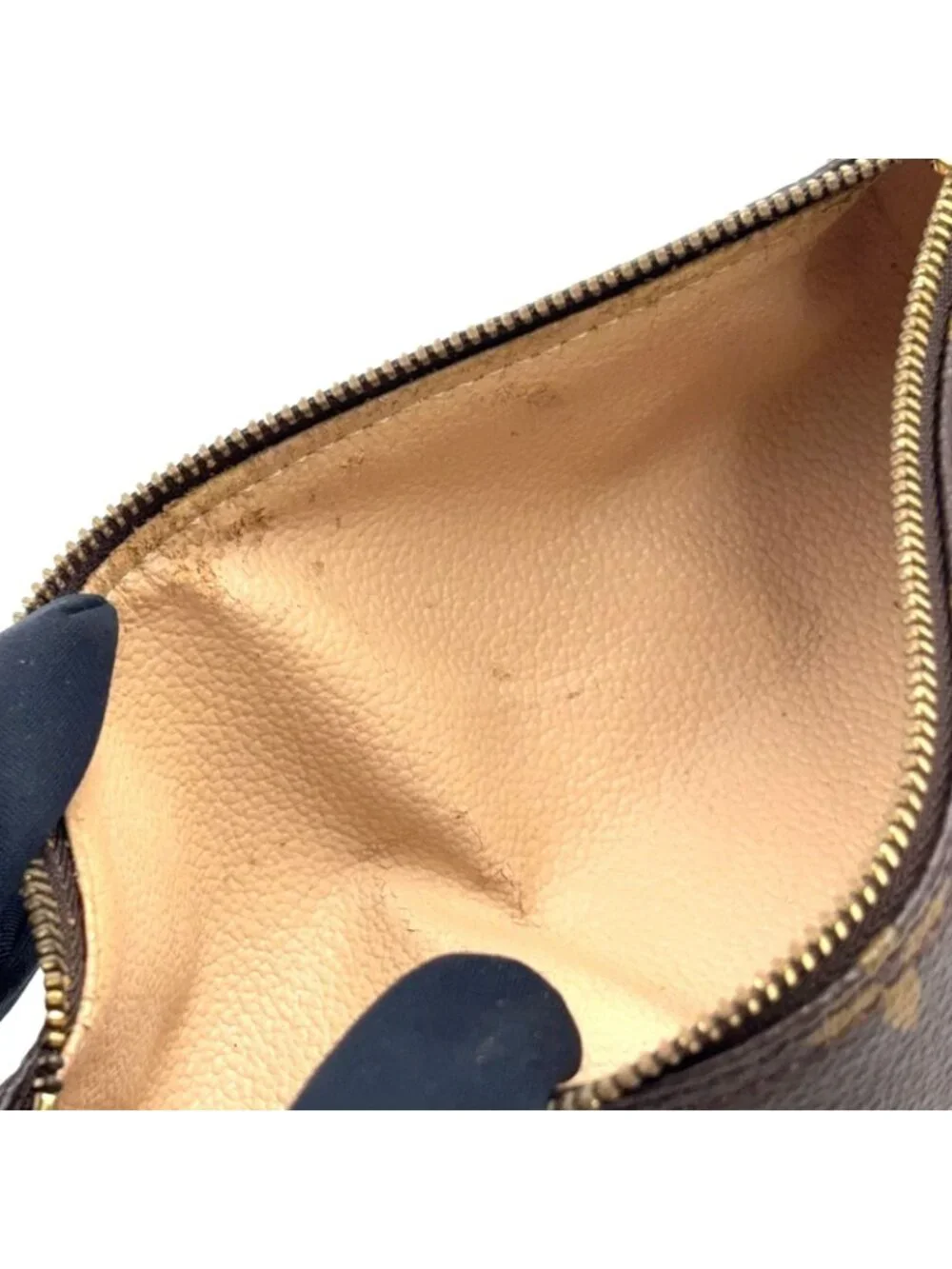 Louis Vuitton Trousse Monogram Leather Brown Pouch Gold